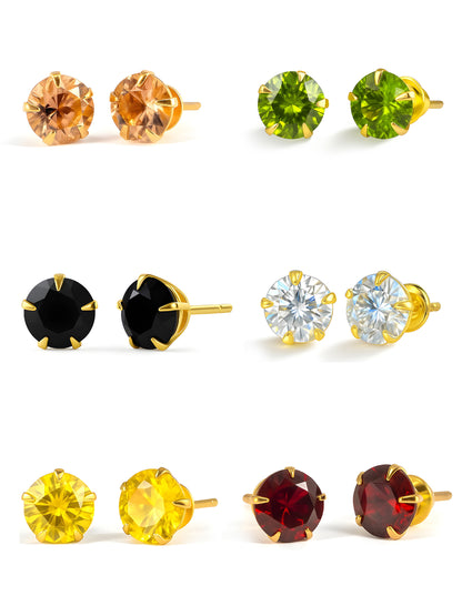 Set of 6 AD Stud Earrings for Women