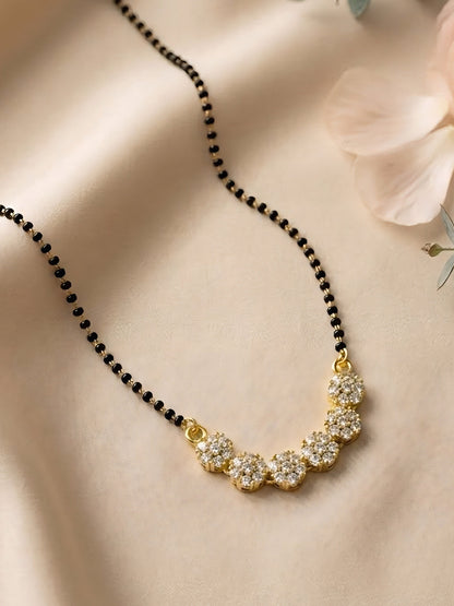 Gold Plated AD Floral Magalsutra for women