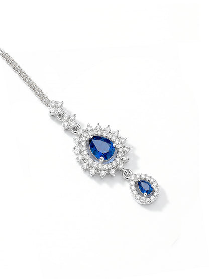 Silver Plated Blue AD Maang Tikka for Women