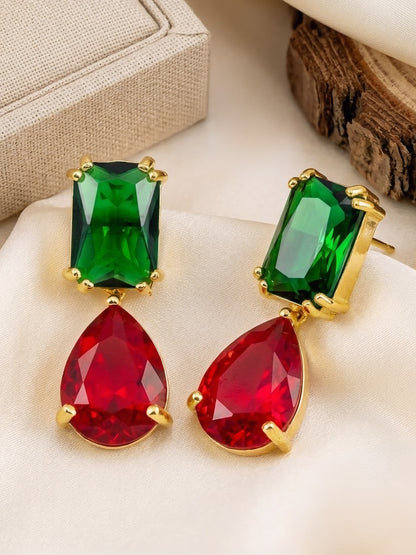 Gold Plated AD Teardrop Earrings for Women