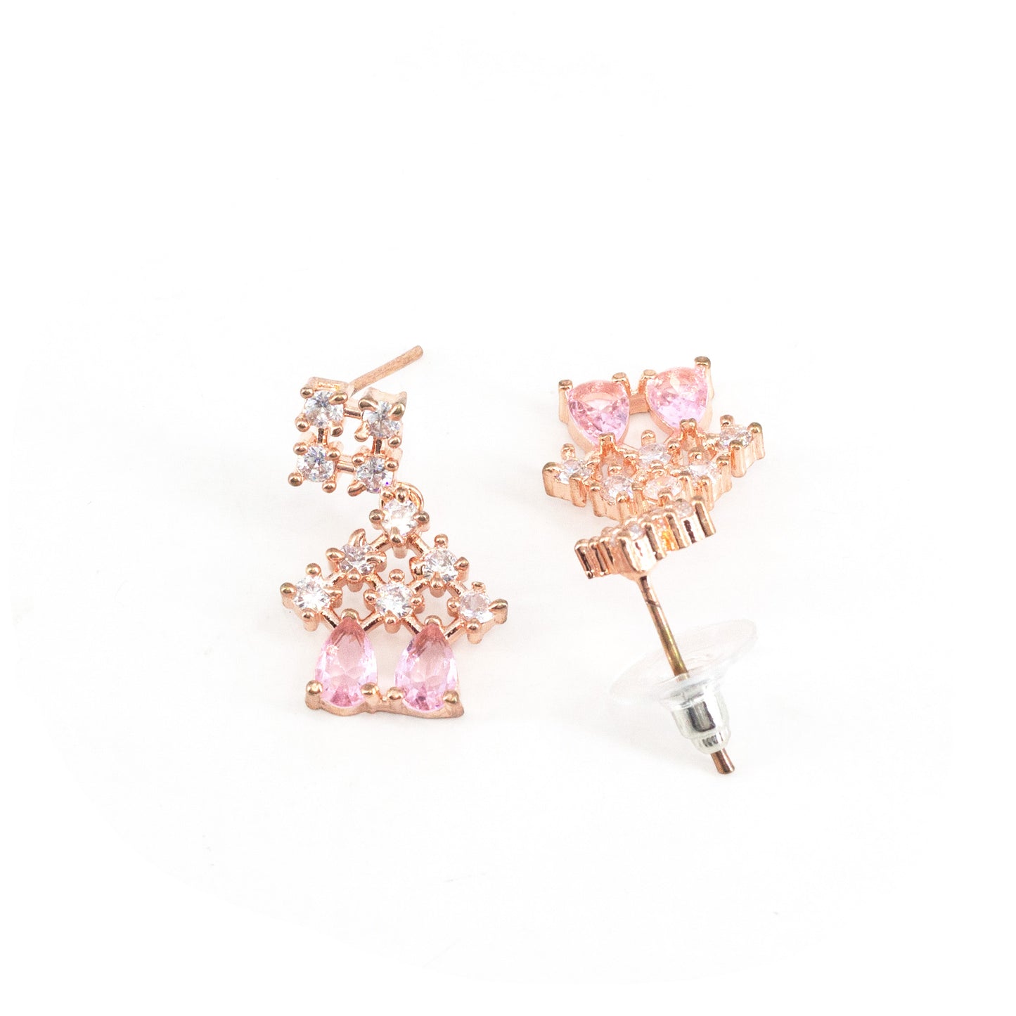 Rose Gold Plated Pink American Diamond Jewellery Set for Women
