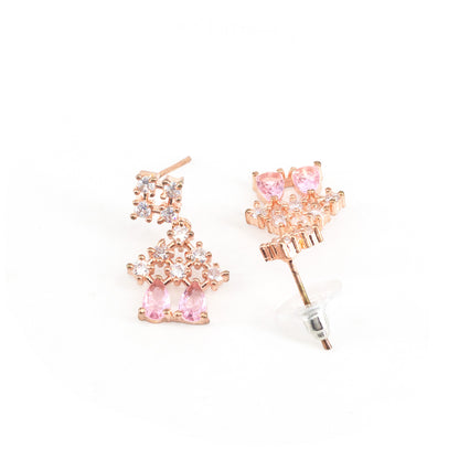Rose Gold Plated Pink American Diamond Jewellery Set for Women