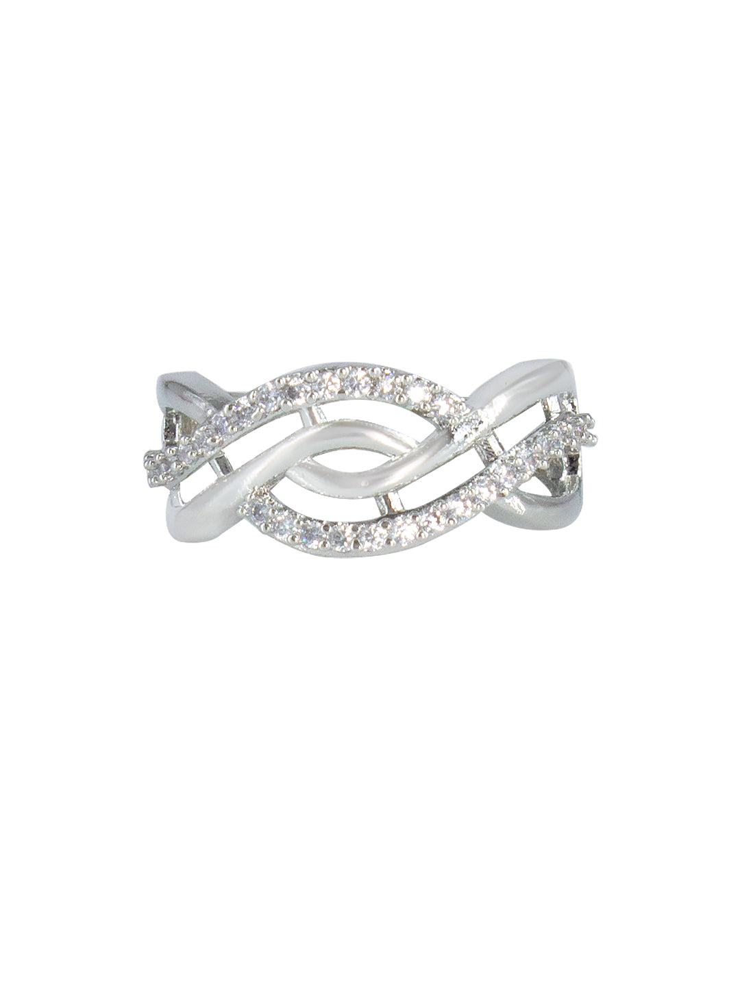 Silver Plated AD Minimal Band Adjustable Ring