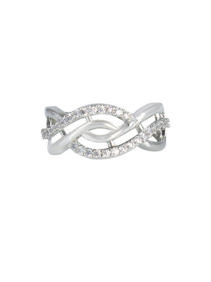 Silver Plated AD Minimal Band Adjustable Ring