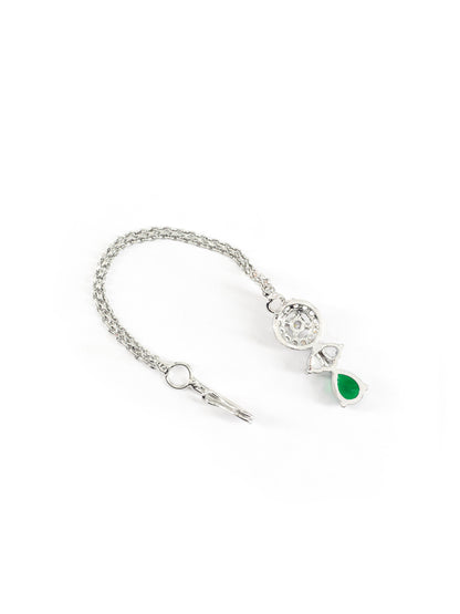 Rhodium Plated Green AD Maang Tikka for Women