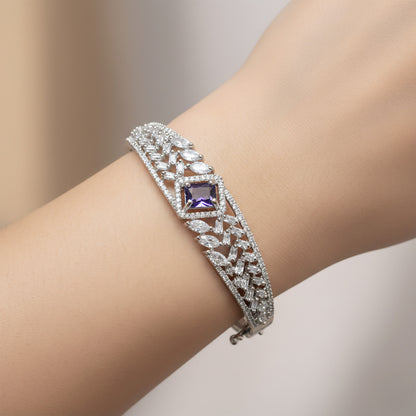 Silver Plated Purple AD Traditional Bangle Bracelet for Women
