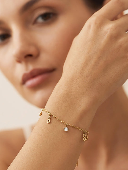 Gold Plated AD Chain Bracelet for Women