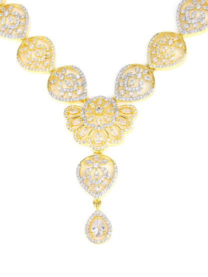 Gold Plated Floral AD Designer Jewellery Set