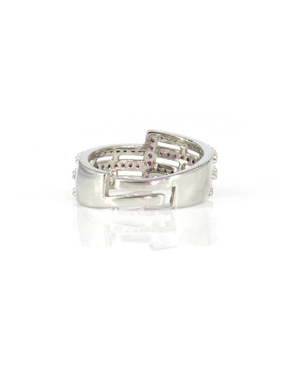 Silver-Plated American-Diamond Studded Adjustable Finger Ring