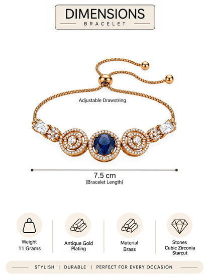 Antique Gold Plated Blue AD Bracelet for Women