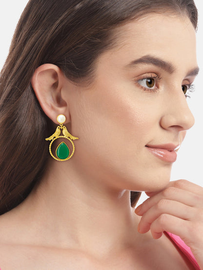 Green Bird Drop Earrings
