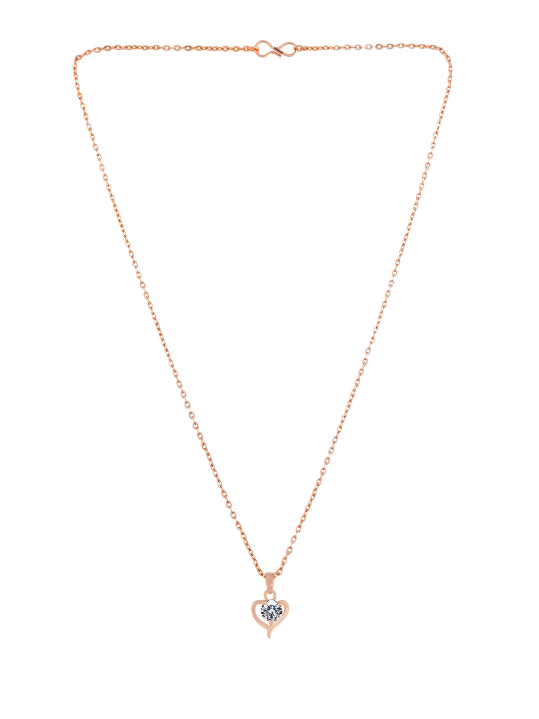PRIVIU Teardrop, Heart, Round American Diamond Pendant Combo for Girls (Set of 5)