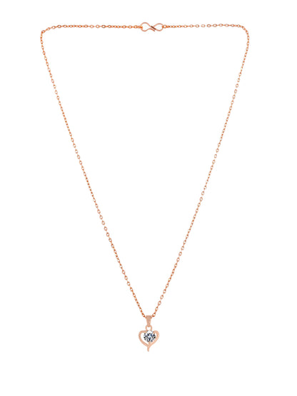 PRIVIU Teardrop, Heart, Round American Diamond Pendant Combo for Girls (Set of 5)