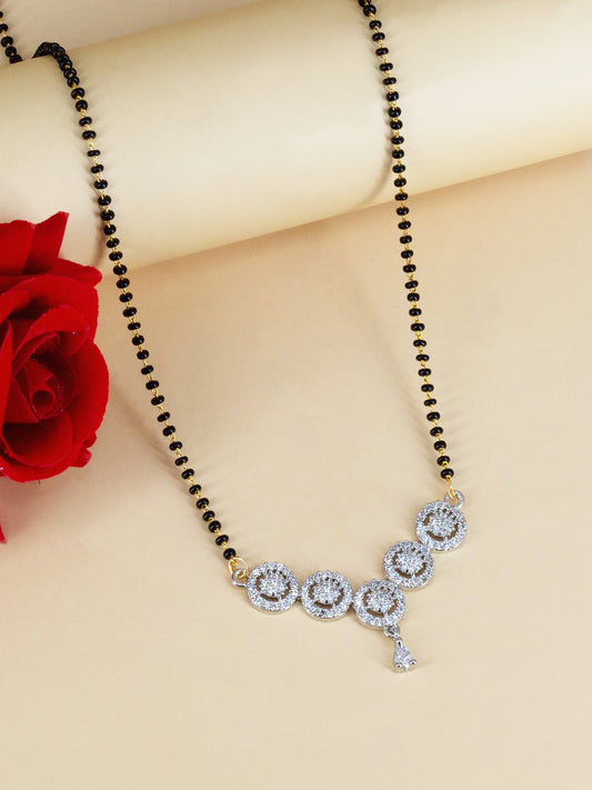 Silver Plated American Diamond Studded Mangal sutra