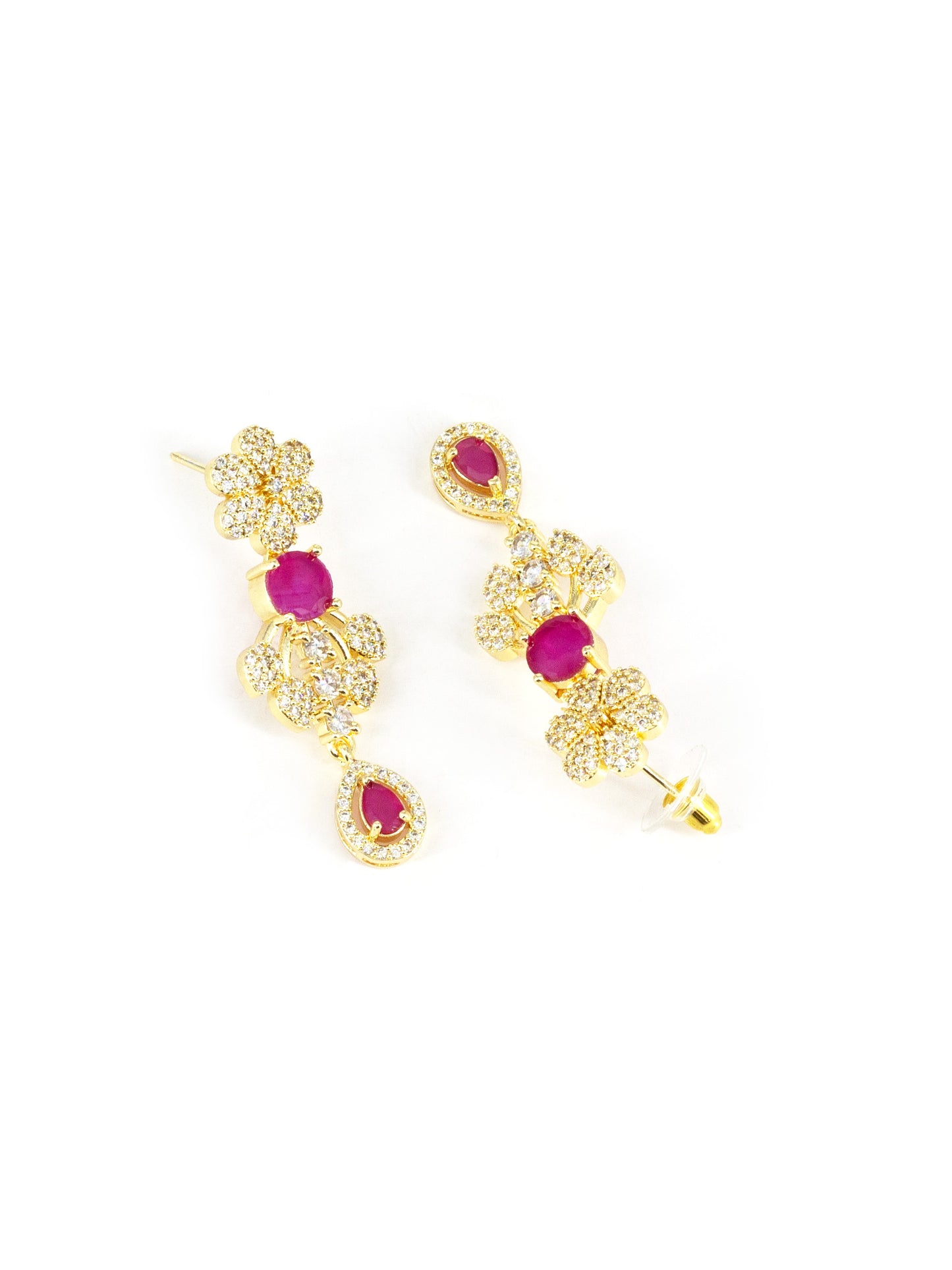 Gold Plated Red AD Designer Jewellery Set for Women
