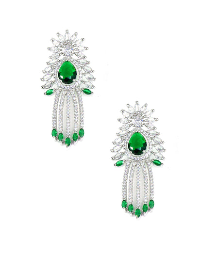 American Diamond Studded Green Jewellery Set For Women And Girls