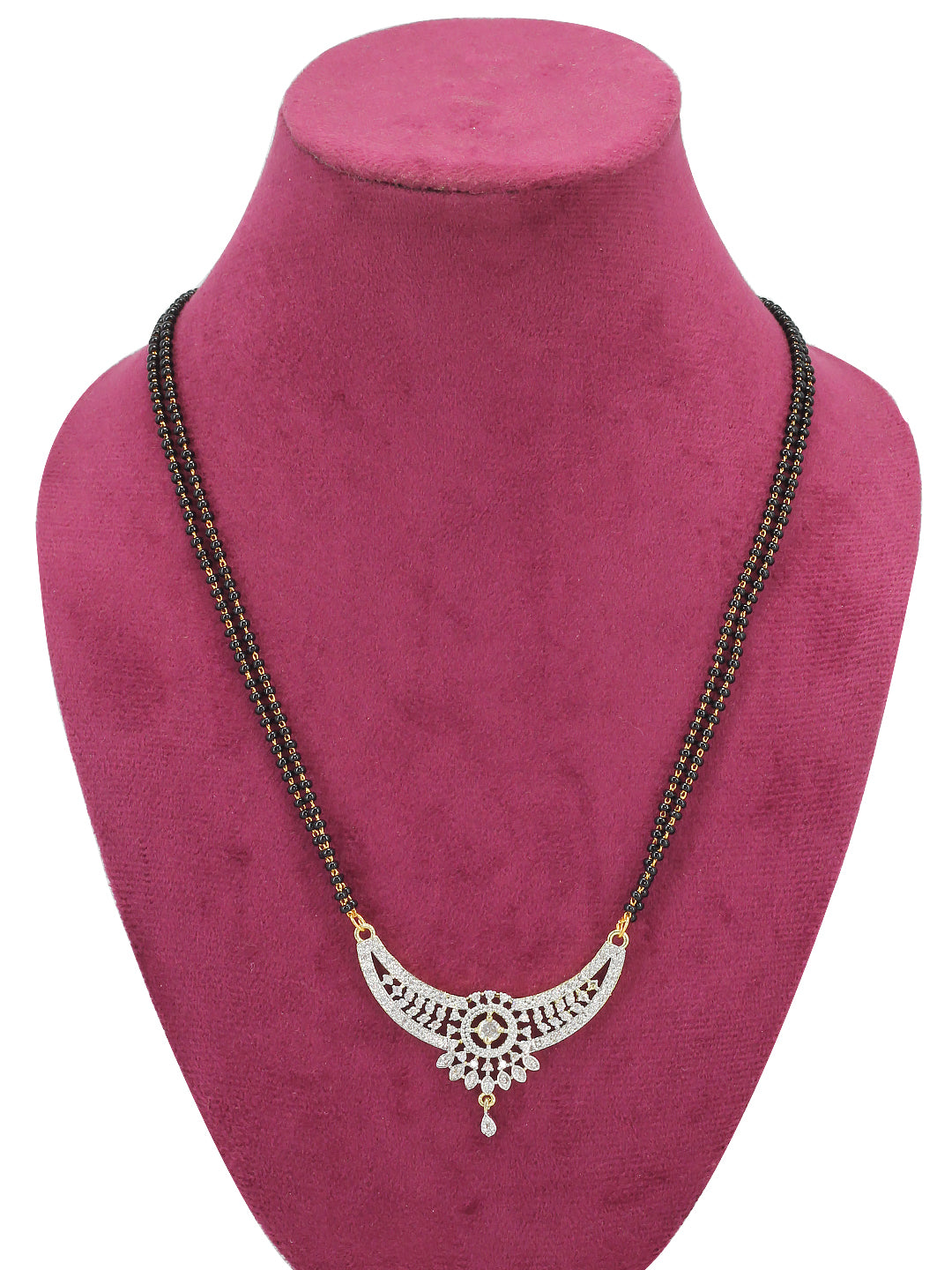 American Diamond & Black Beaded Mangalsutra