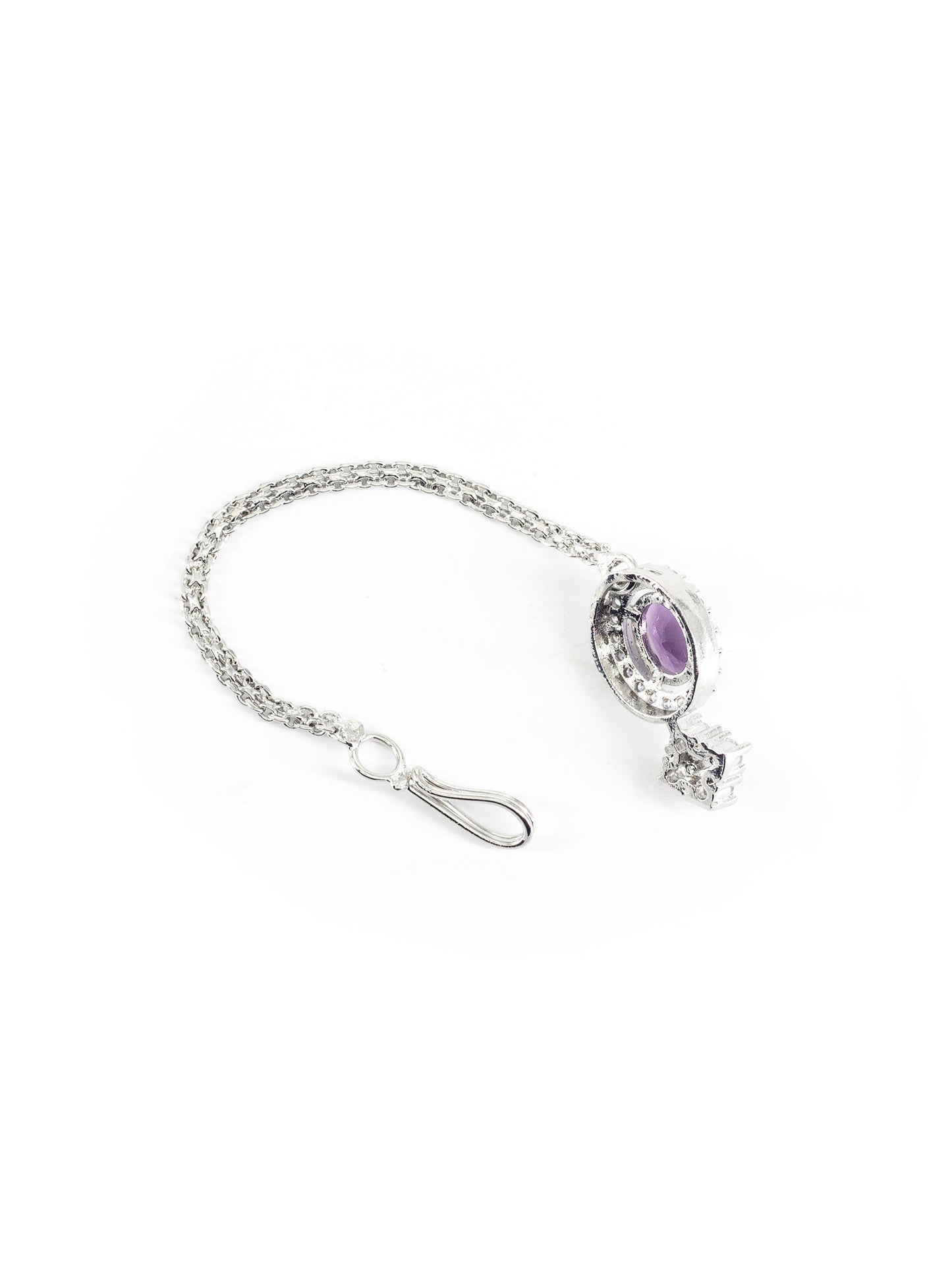 Silver Plated Purple AD Maang Tikka for Women