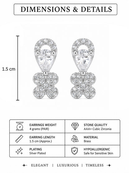 Rhodium Plated AD Stud Earrings for Women