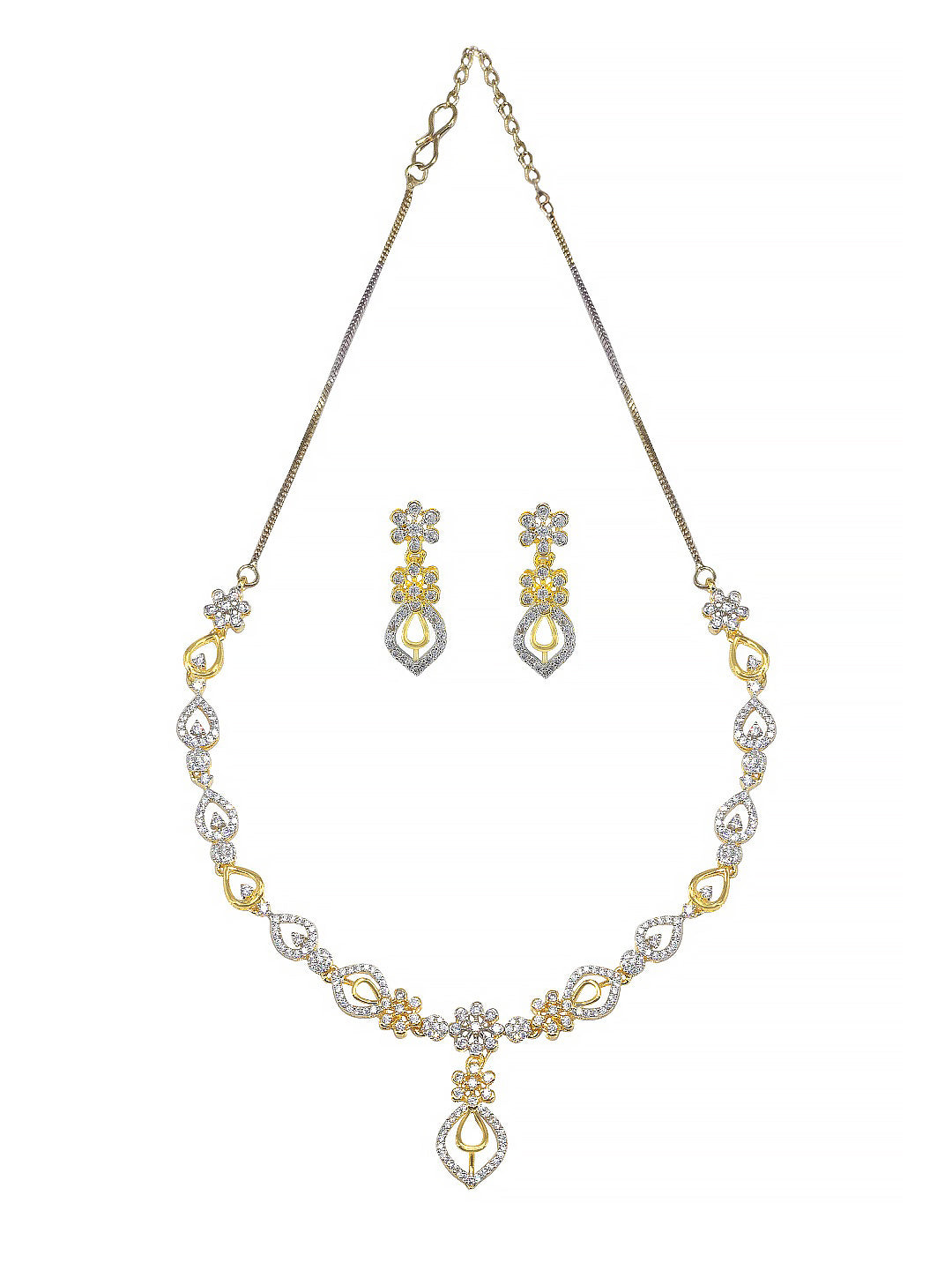 Floral American Diamond Jewellery Set