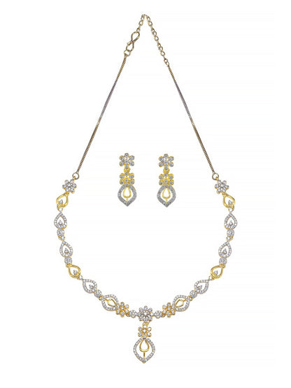 Floral American Diamond Jewellery Set