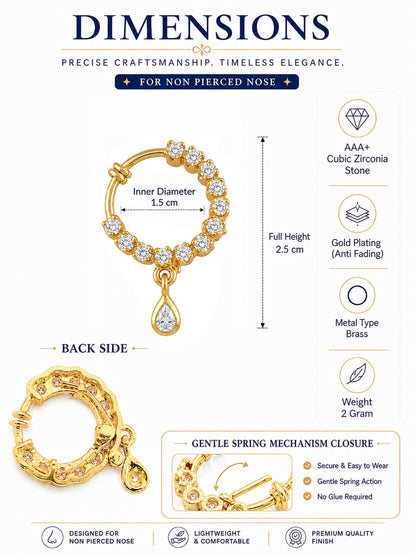 Gold Plated AD Small Nosering for Women