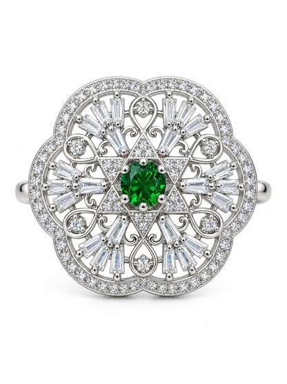 Silver Plated Green AD Finger Ring for Women