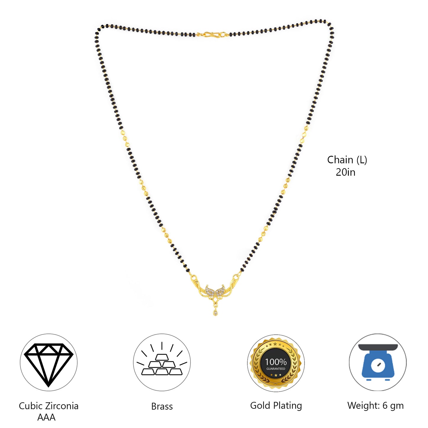 Gold Anti Tarnish AD Mangalsutra for Women