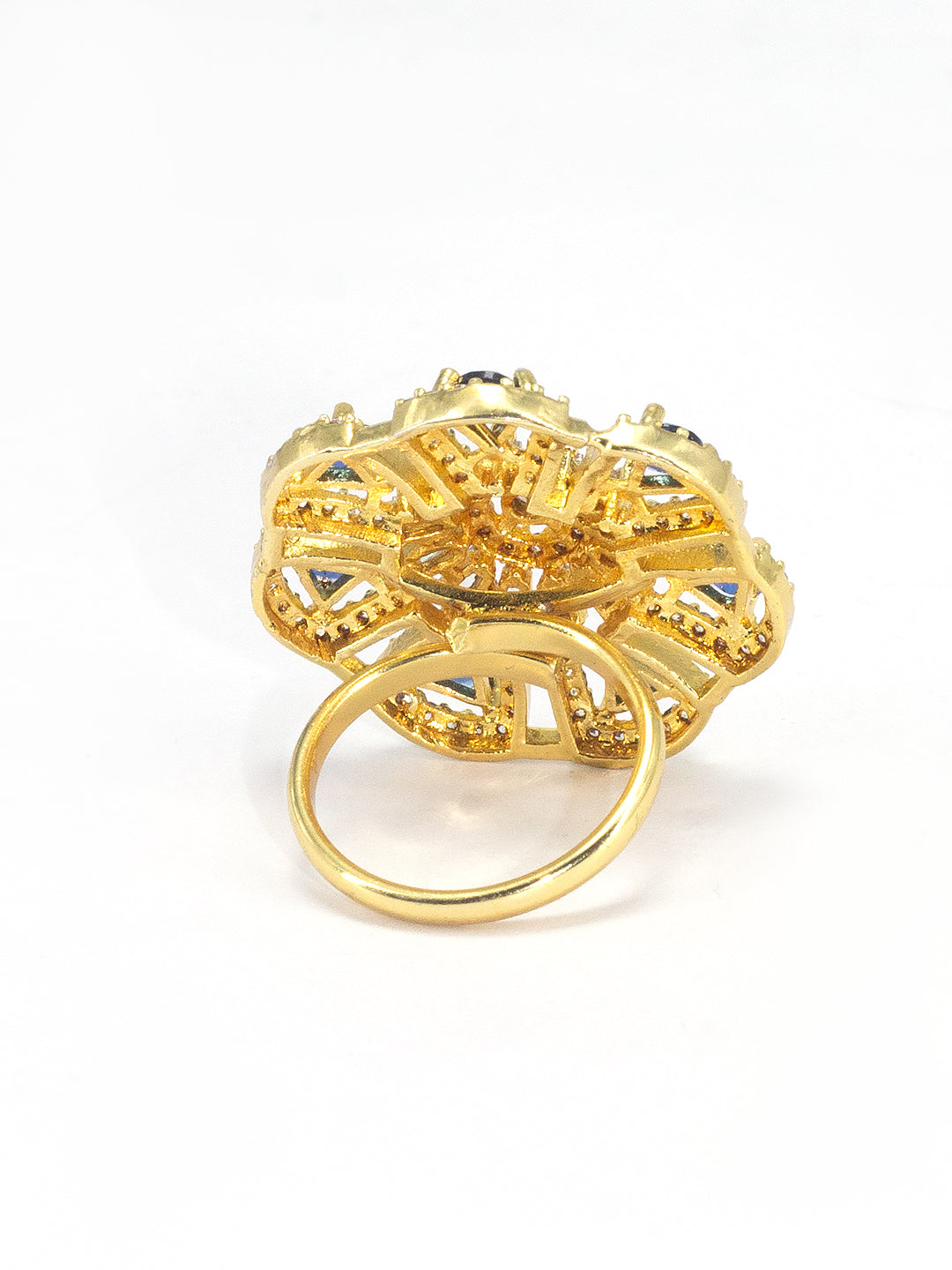 Blue Floral AD Adjustable Finger Ring