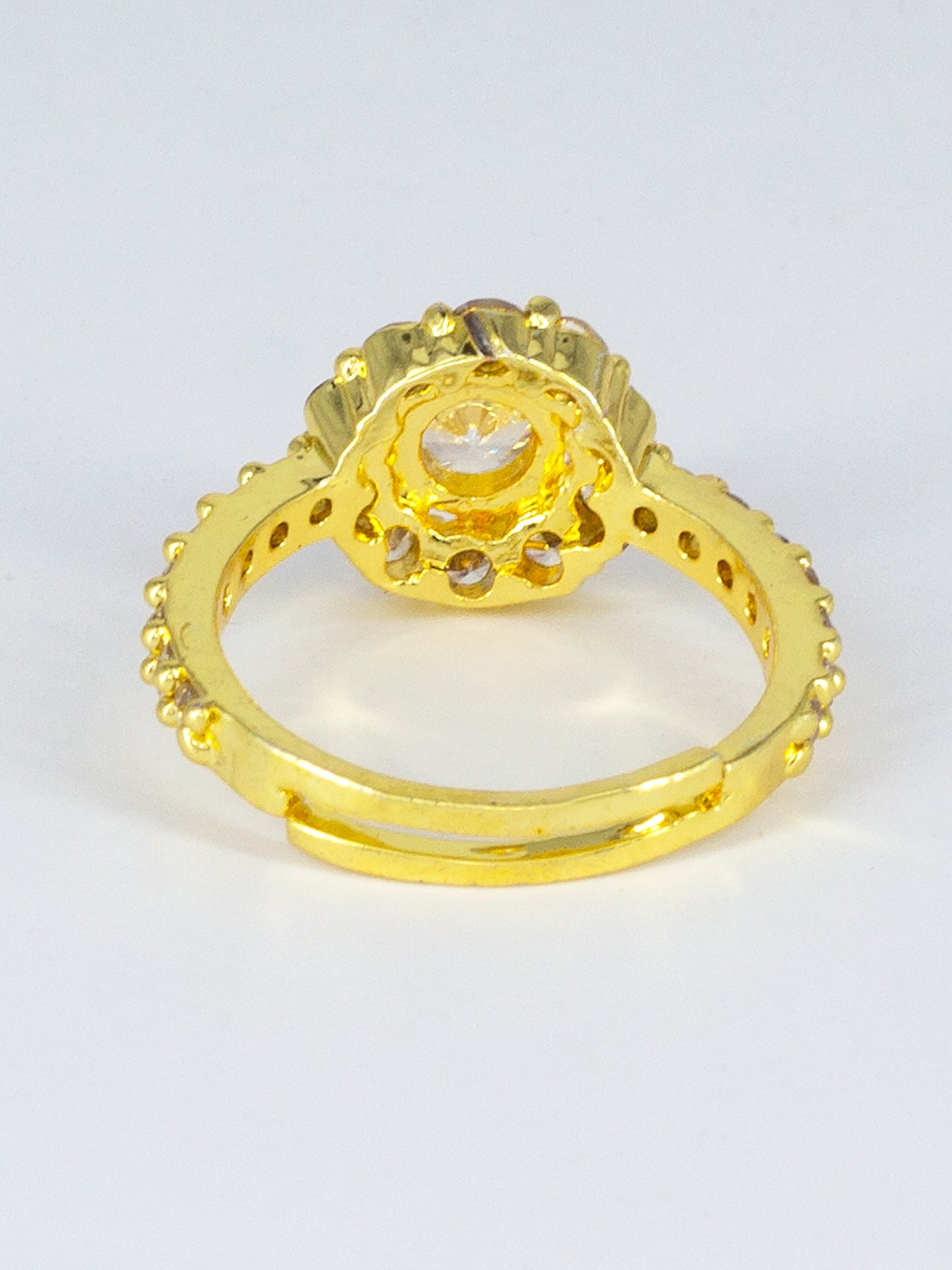 Gold Plated AD Circular Adjustable Ring for Women
