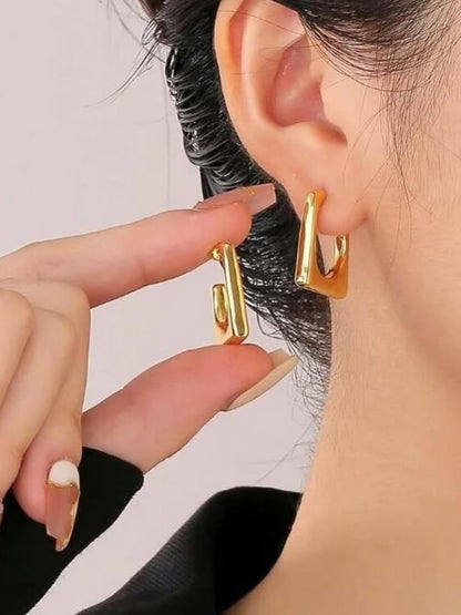 Stainless Steel Anti Tarnish U Cut Half Hoop Earrings