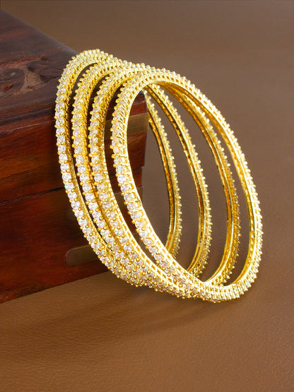 Gold Plated AD Studded Set of 4 Bangles For Women