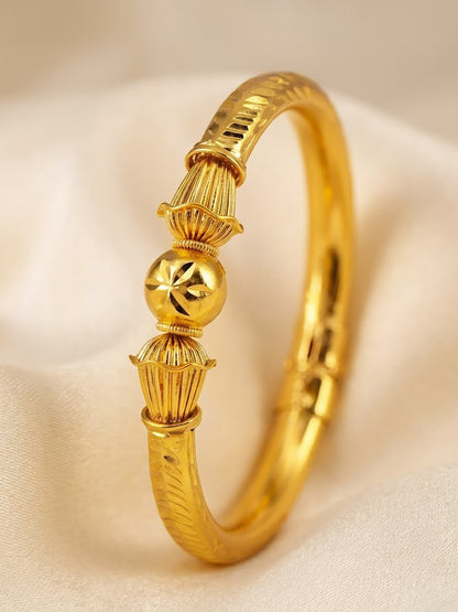 Gold Plated Bold Openable Temple Bangle Bracelet for Women