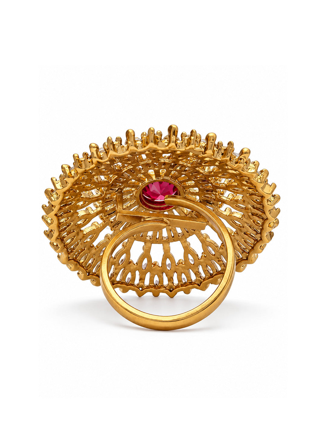 Antique Gold Plated Red AD Finger Ring for Women