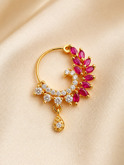 Gold Plated Red AD Nosering for Women