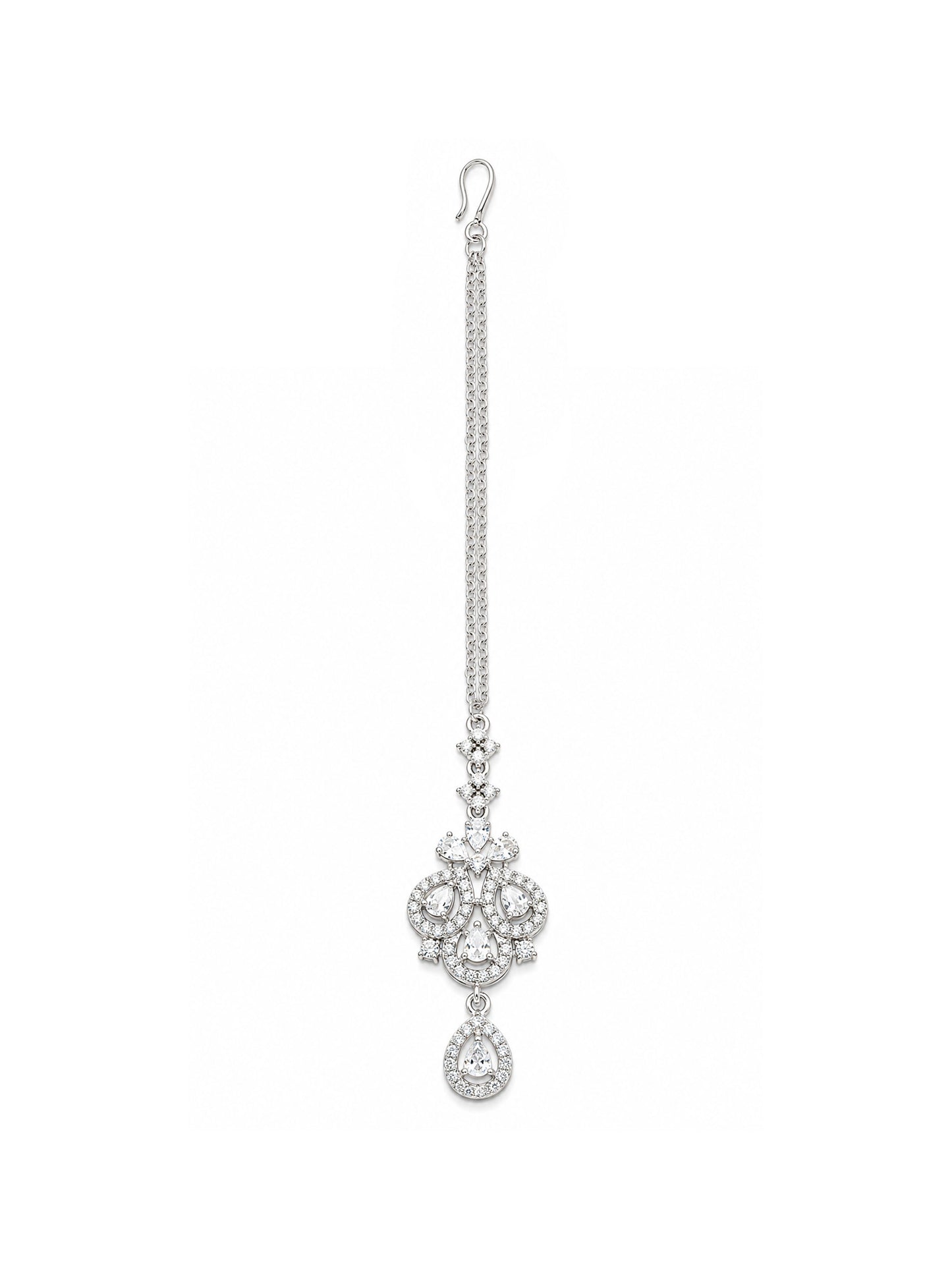 Silver Plated AD Maang Tikka for Women