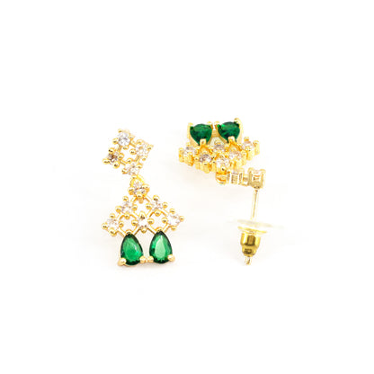 Gold Plated Green American Diamond Jewellery Set for Women