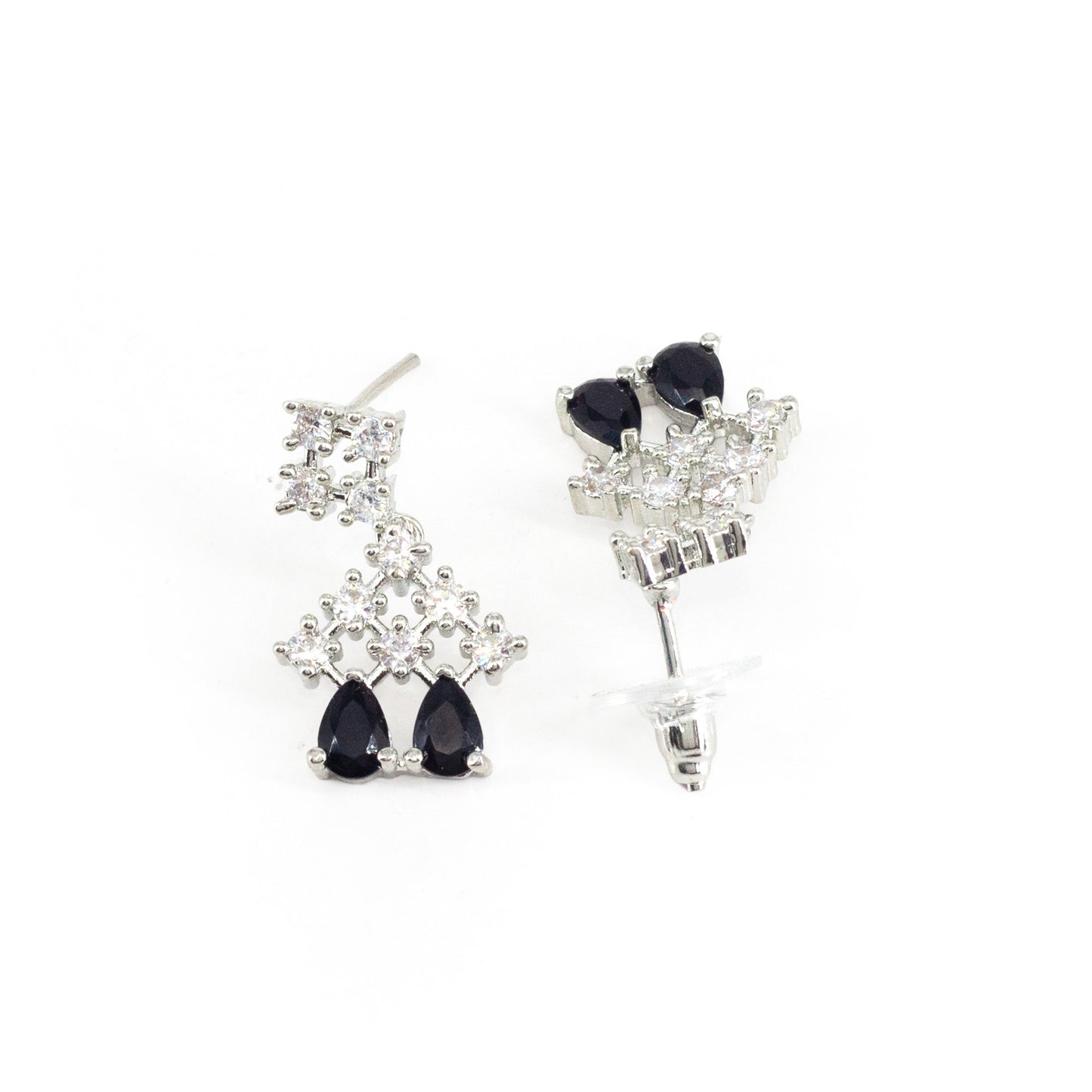Silver Plated Black American Diamond Jewellery Set for Women