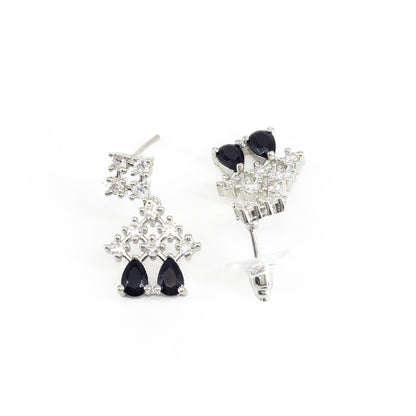 Silver Plated Black American Diamond Jewellery Set for Women