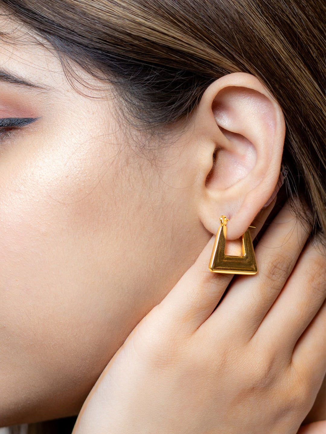 Stainless Steel Anti Tarnish U Cut Hoop Earrings