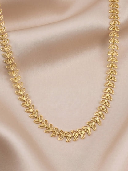 Gold Plated Minimal Leaf Chain Necklace for Women