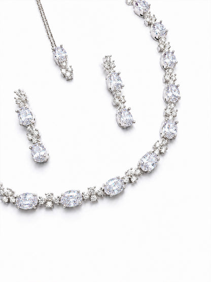 Silver Plated  AD Jewellery Set for Women