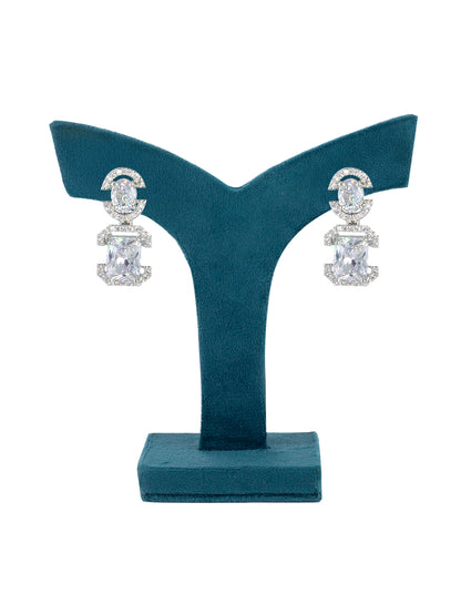 Silver Plated AD Drop Earrings for Women
