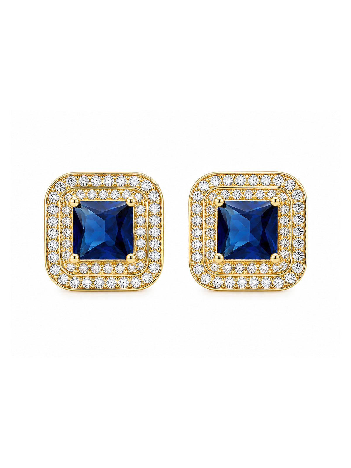 Gold Plated Blue AD Stud Earrings for Women