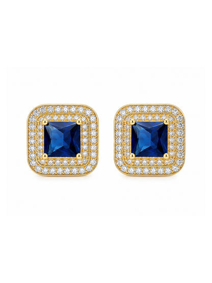Gold Plated Blue AD Stud Earrings for Women