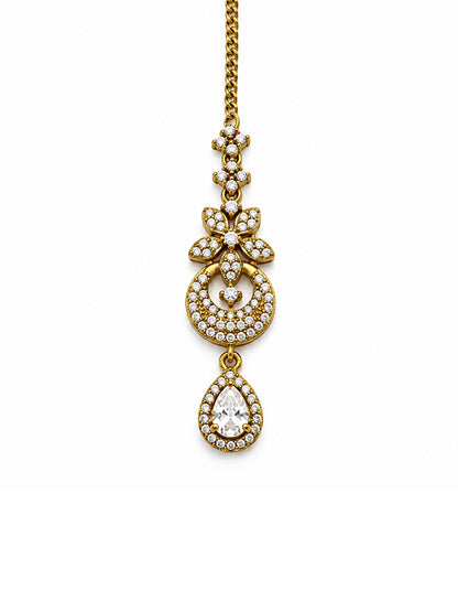 Antique Gold Plated AD Maang Tikka for Women