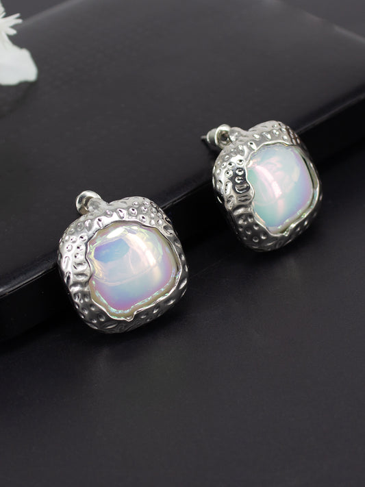 Square Stone Stud Earrings