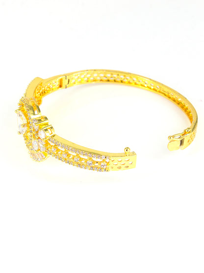 American Diamond Gold Plated Square Design Bracelet for Women and Girls