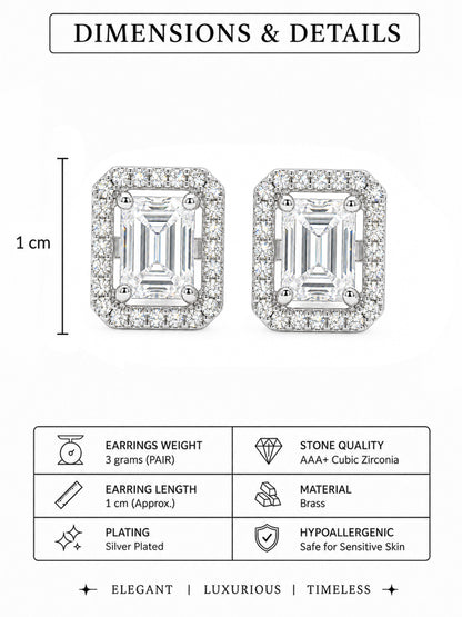 Rhodium Plated AD Stud Earrings for Women
