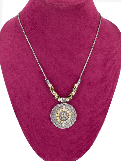 Oxidized Floral Chain Necklace